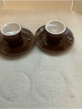 Crate&Barrel Brown Porcelain Espresso Cup & Saucer